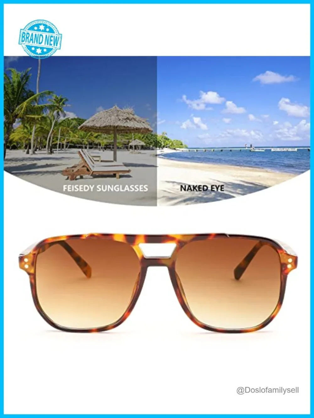 Retro Square Aviator Sunglasses, UV400 Protection, Plastic Frame, Vintage Trendy